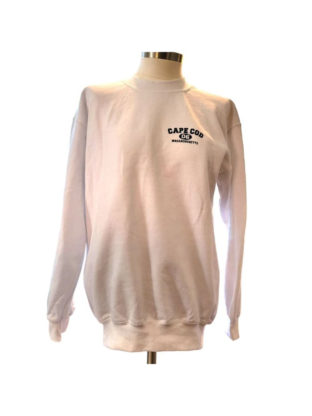 Womans Cape Cod Massachusetts White Crewneck Sweatshirt Gildan Heavy Sz M DH709